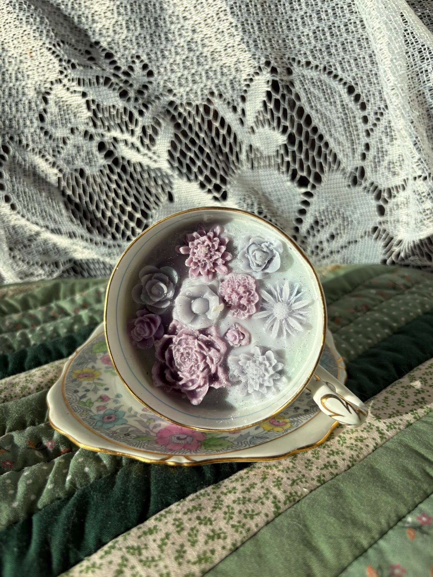 Upcycled teacup candle