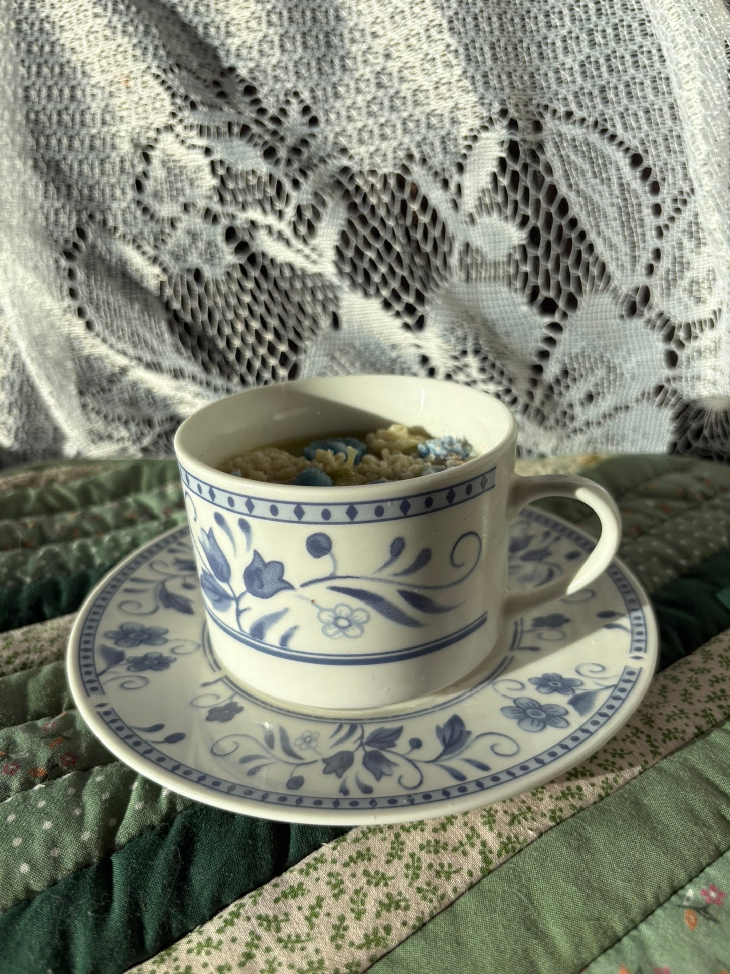 Upcycled teacup candle