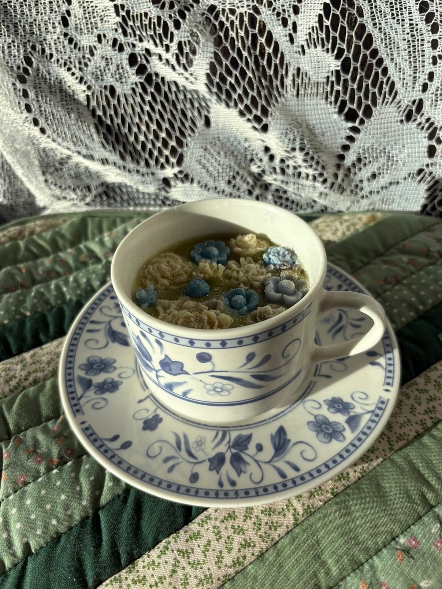 Upcycled teacup candle