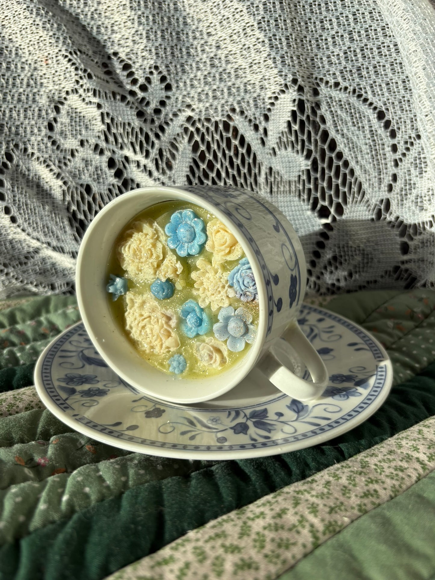 Upcycled teacup candle