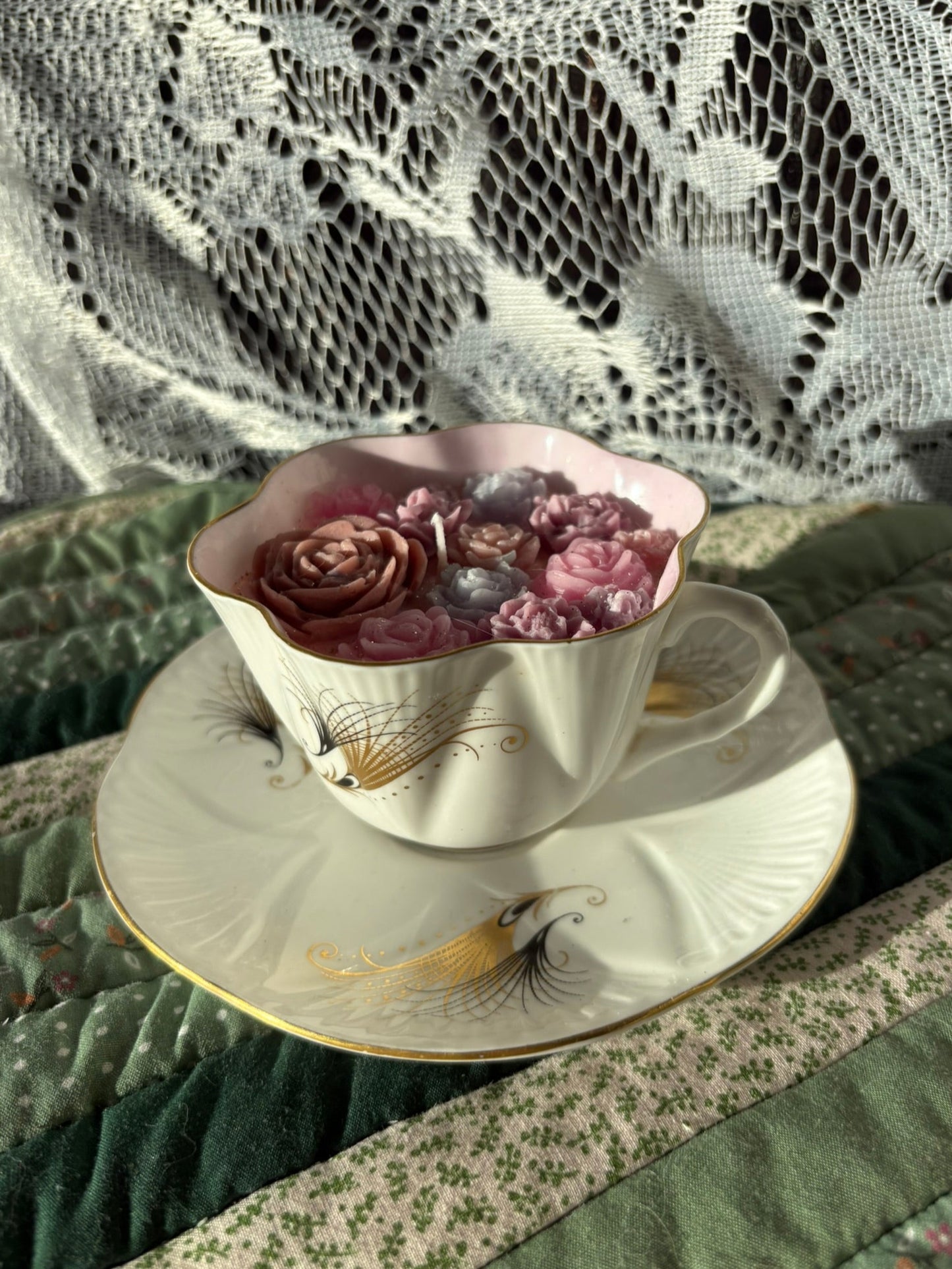 Upcycled teacup candle