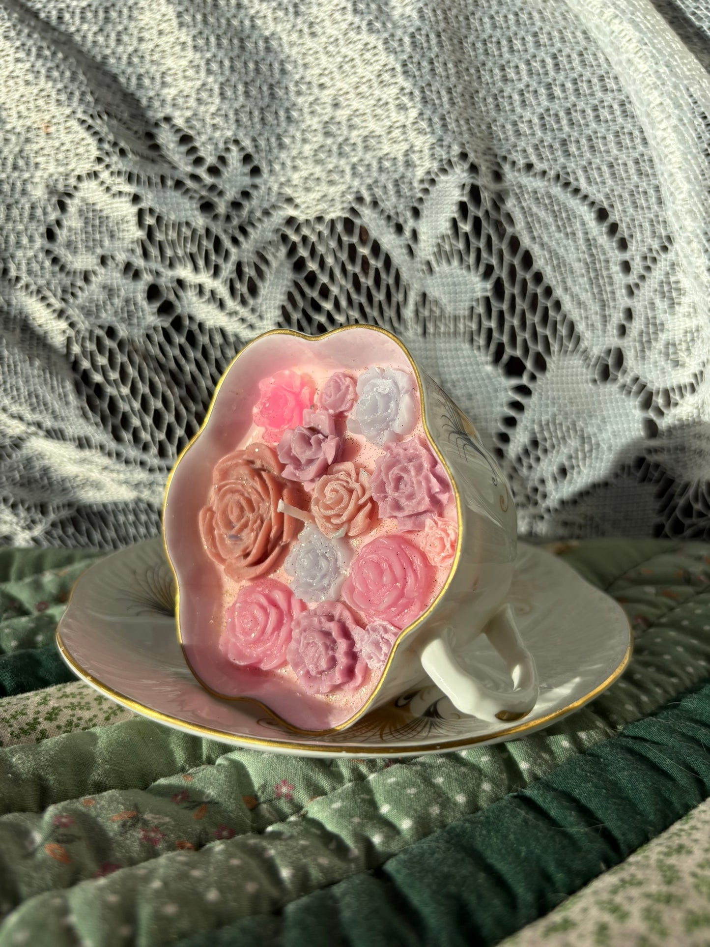 Upcycled teacup candle