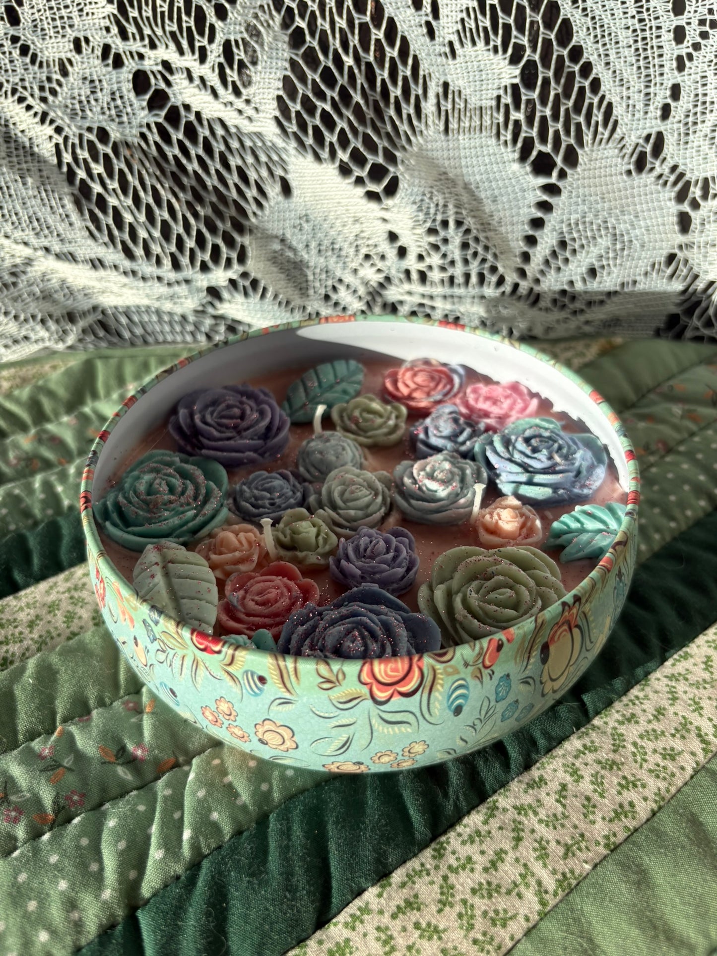 Upcycled tin candle