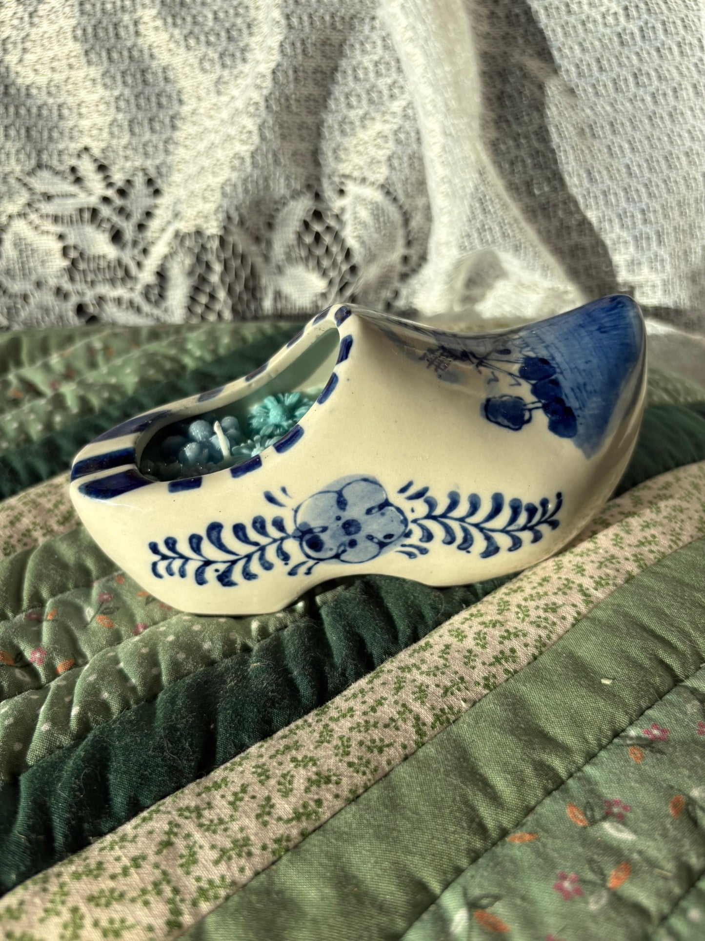 Upcycled shoe candle