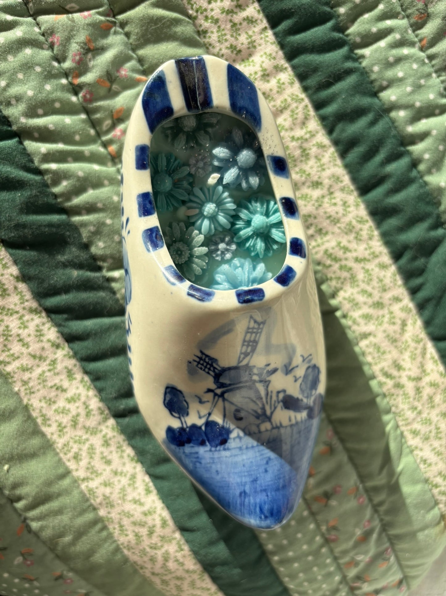 Upcycled shoe candle