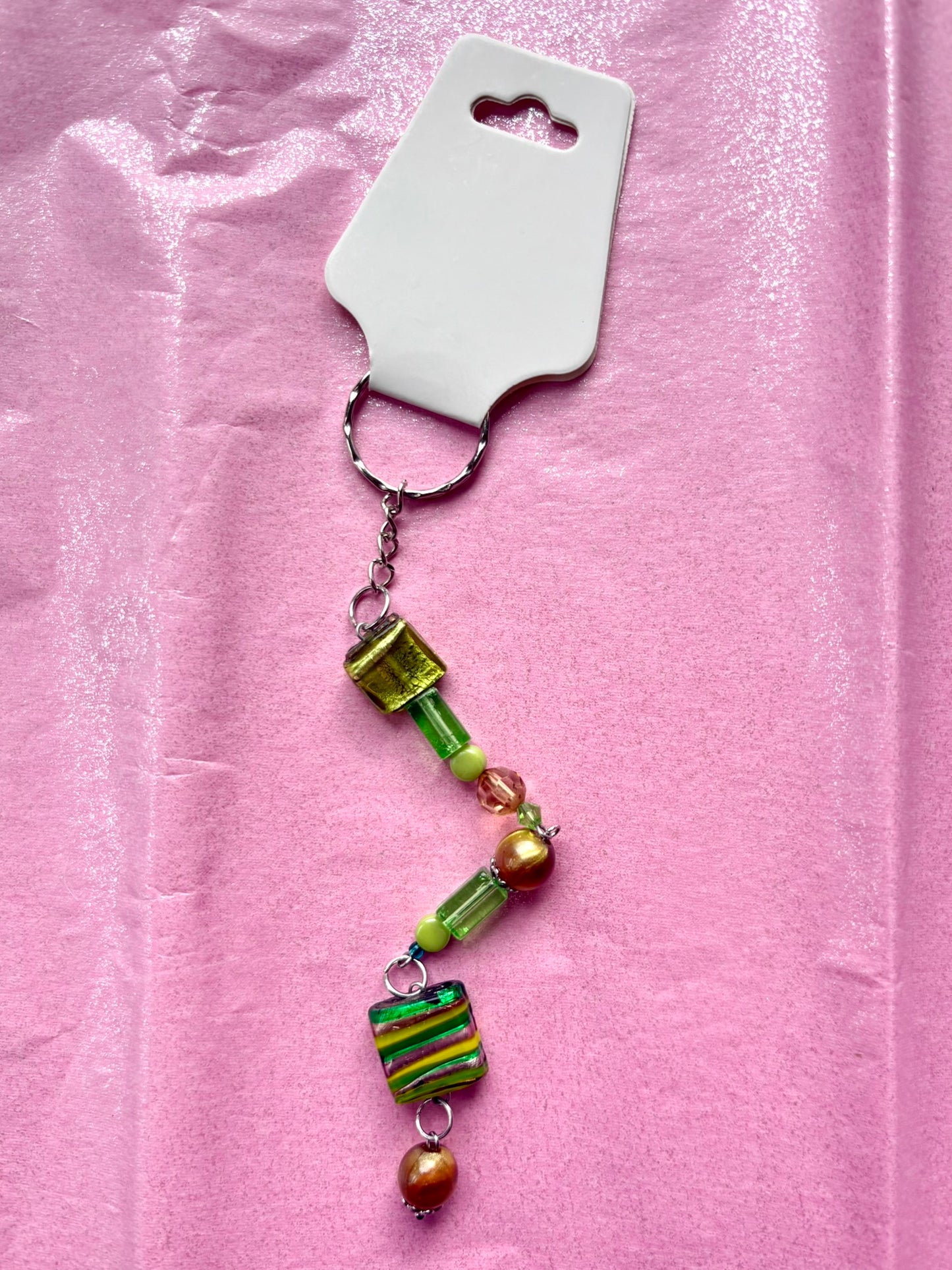 Green beaded keychain | Small