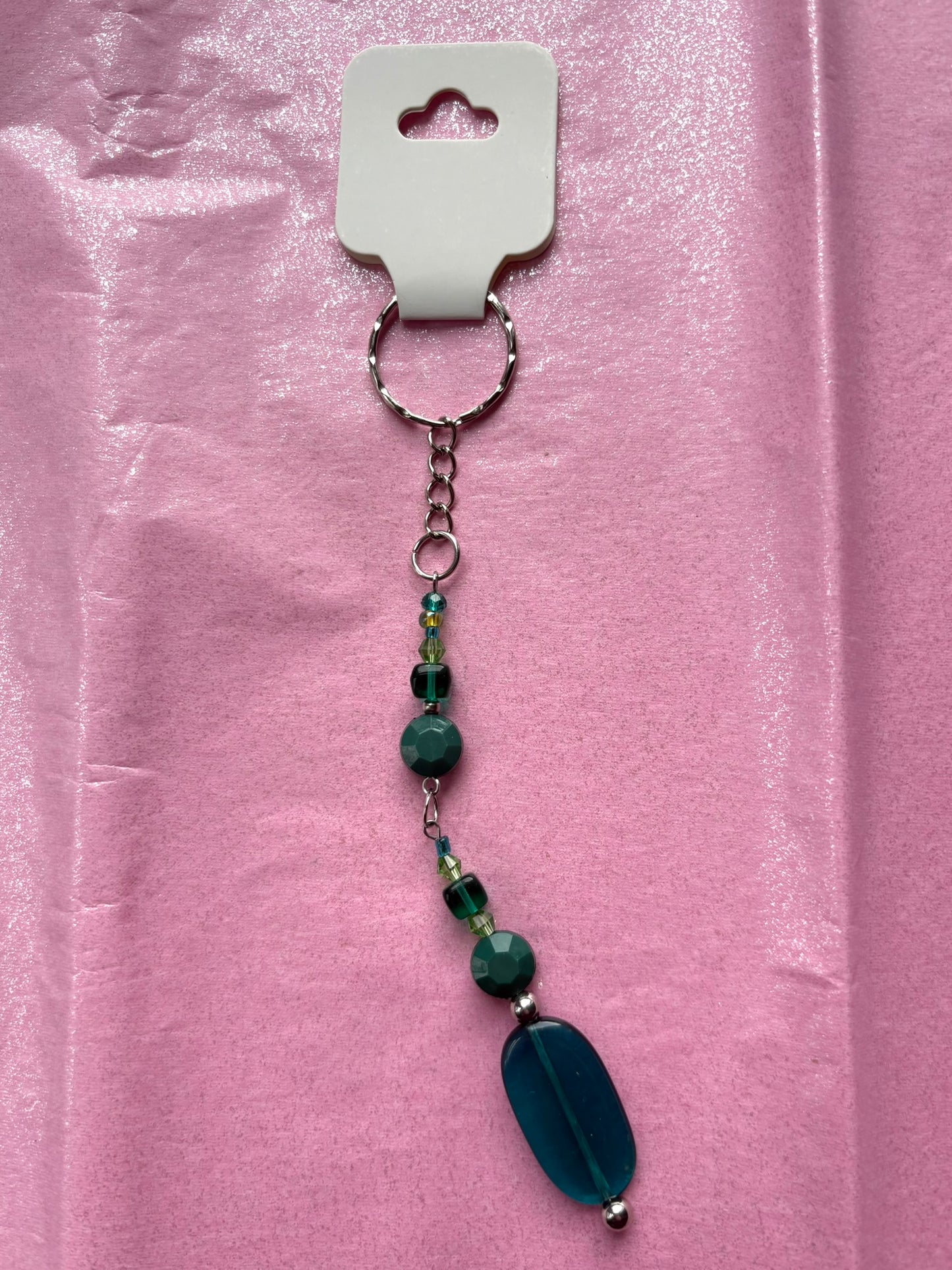 Green beaded keychain | Small