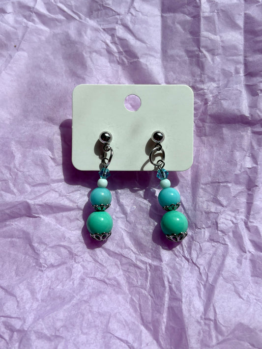 Beaded Stud Earrings | Blue