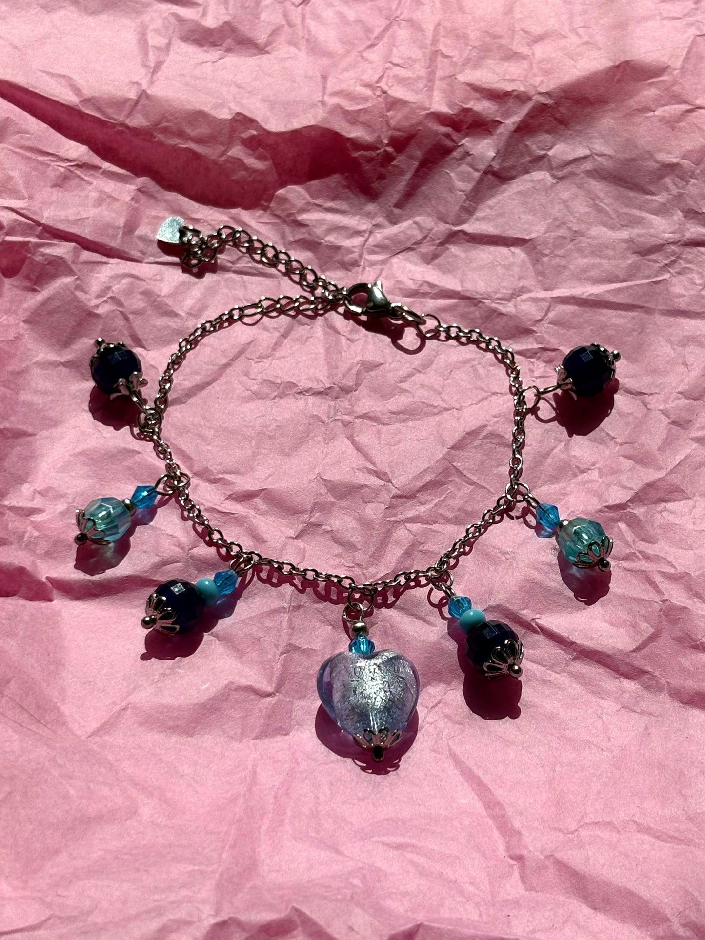 Blue Periwinkle Upcycled Charm Bracelet