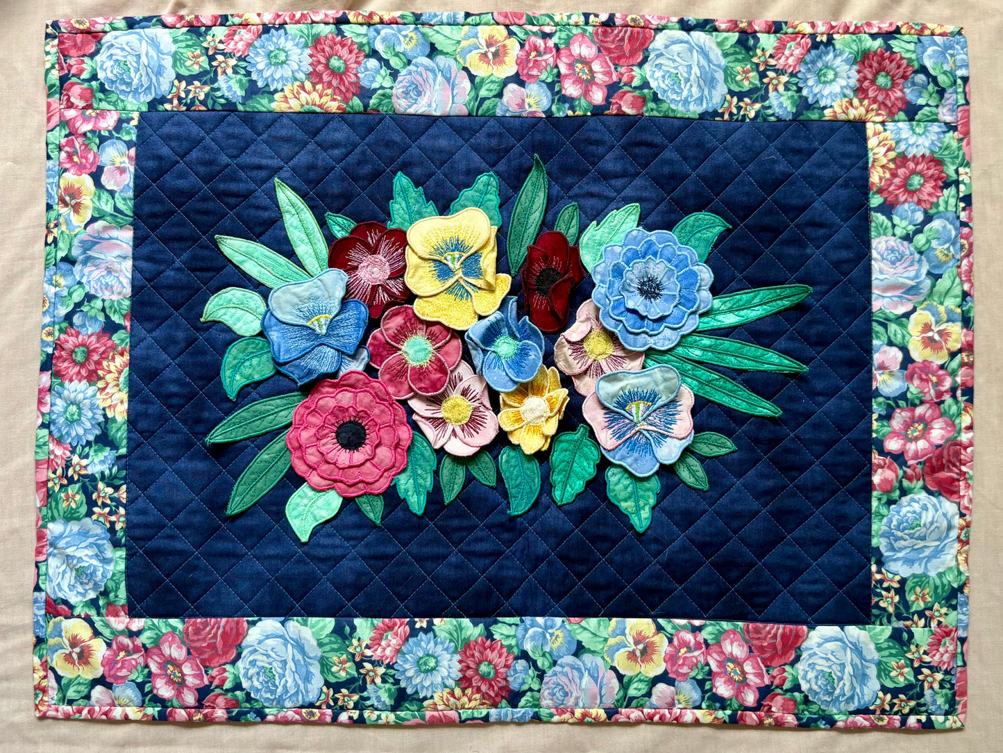 “3D Flower Bouquet” Handmade Quilt Wall Hanging