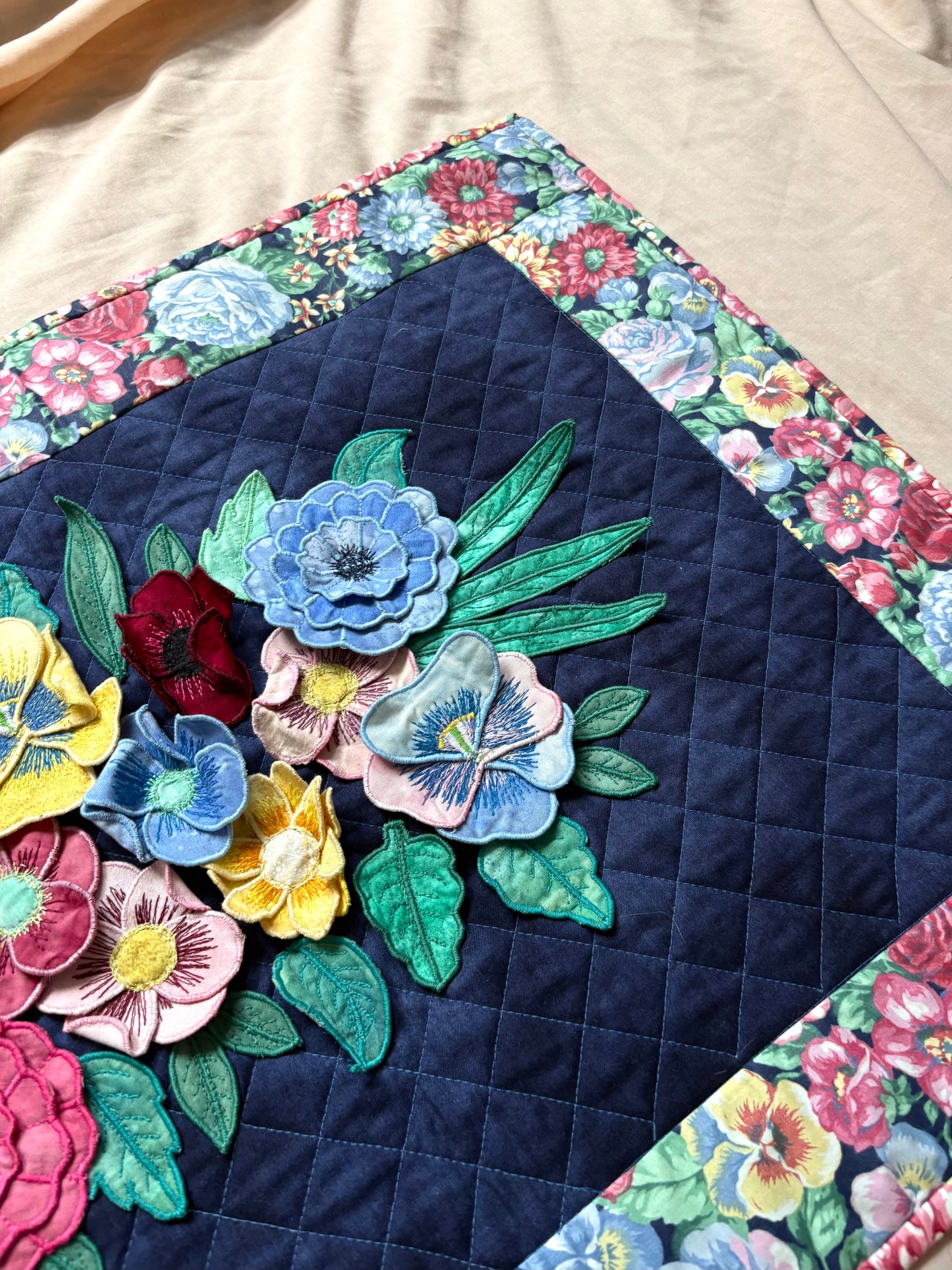 “3D Flower Bouquet” Handmade Quilt Wall Hanging
