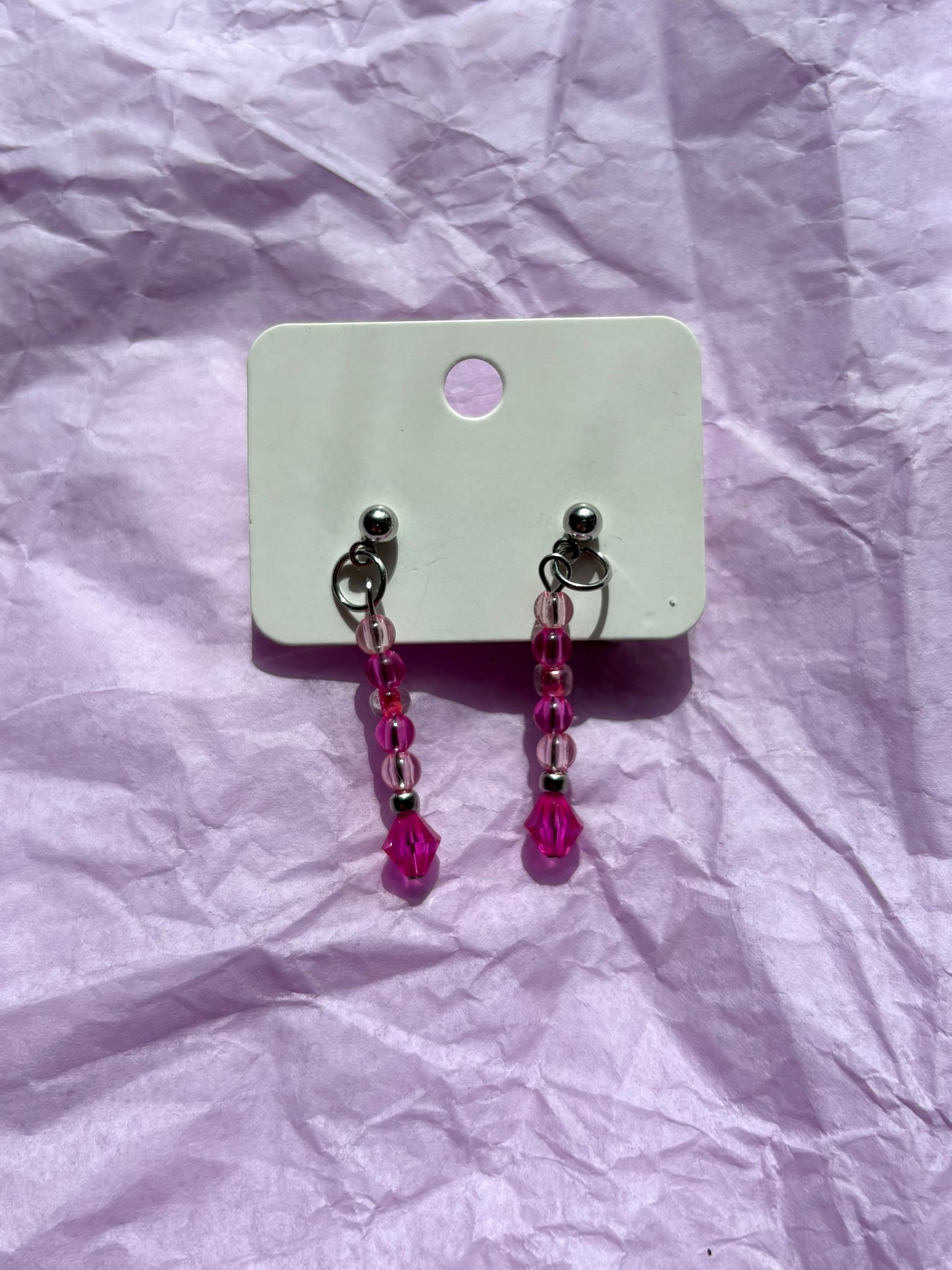 Beaded stud earrings | Pink