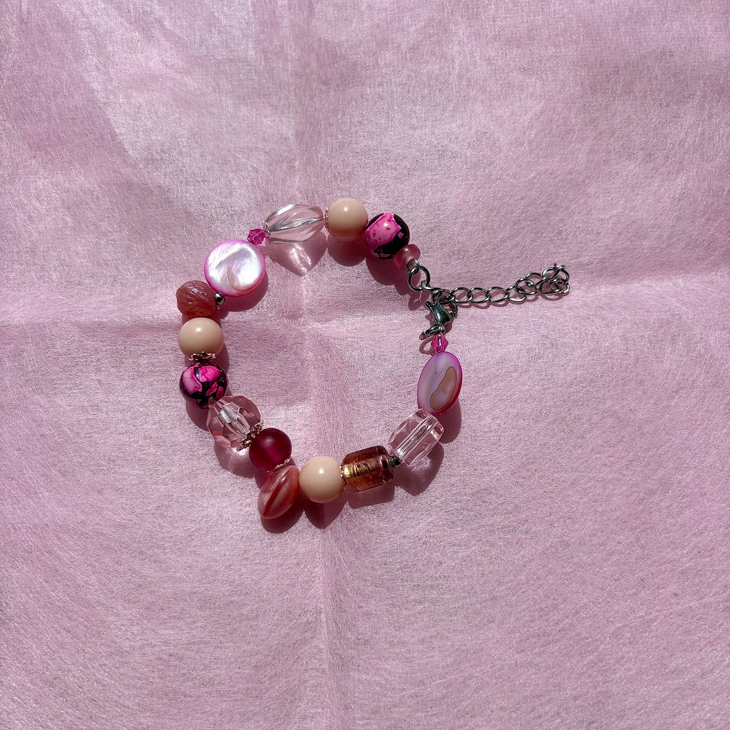 Pink Upcycled Beaded Bracelet