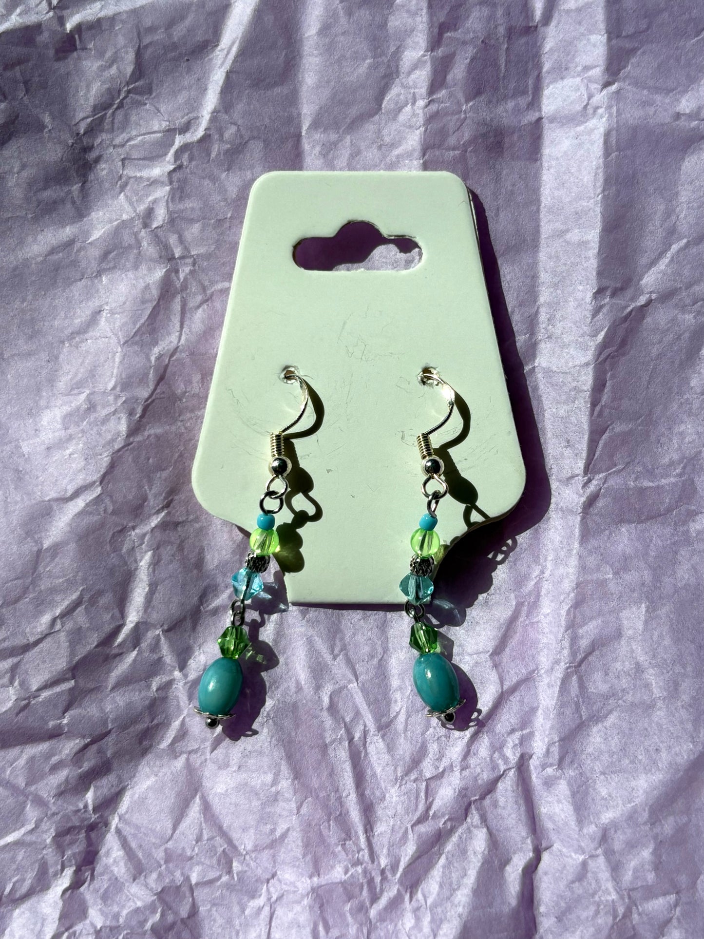 Sterling silver beaded earrings | Green