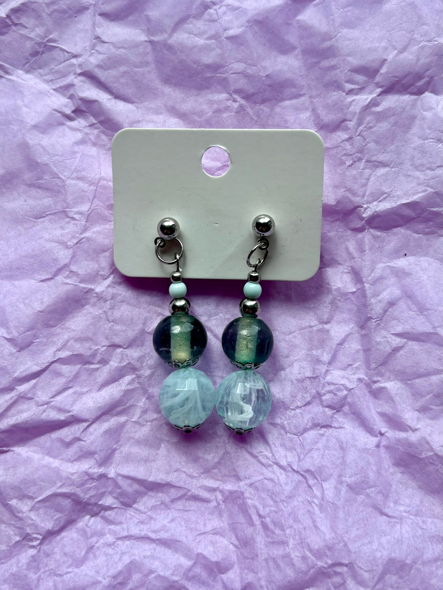 Beaded stud earrings | Blue