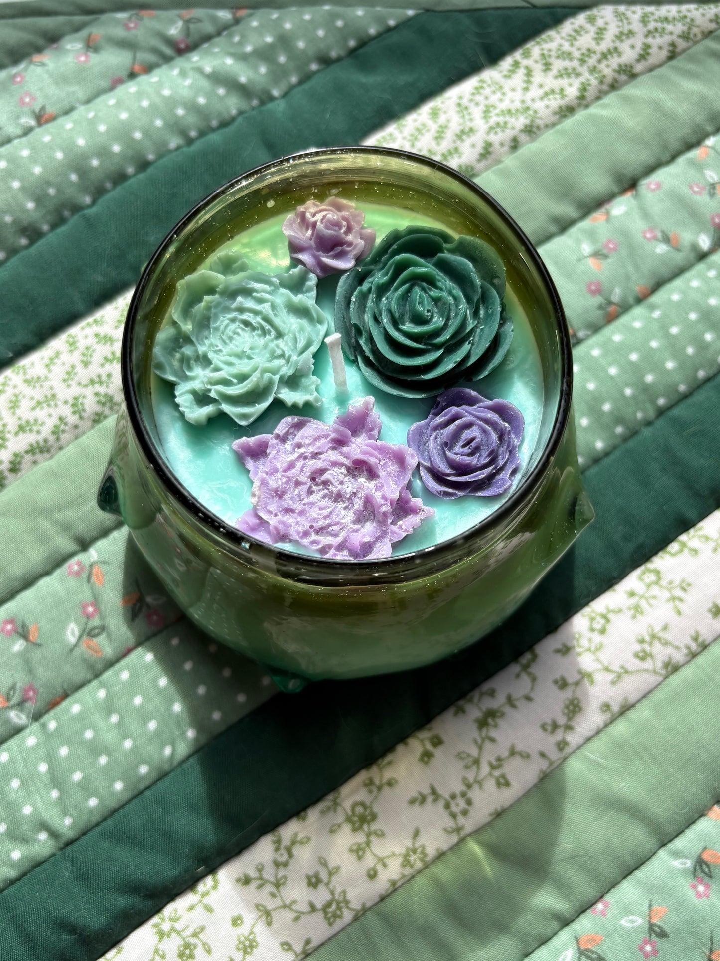 Upcycled Scented Candle | Green Glass