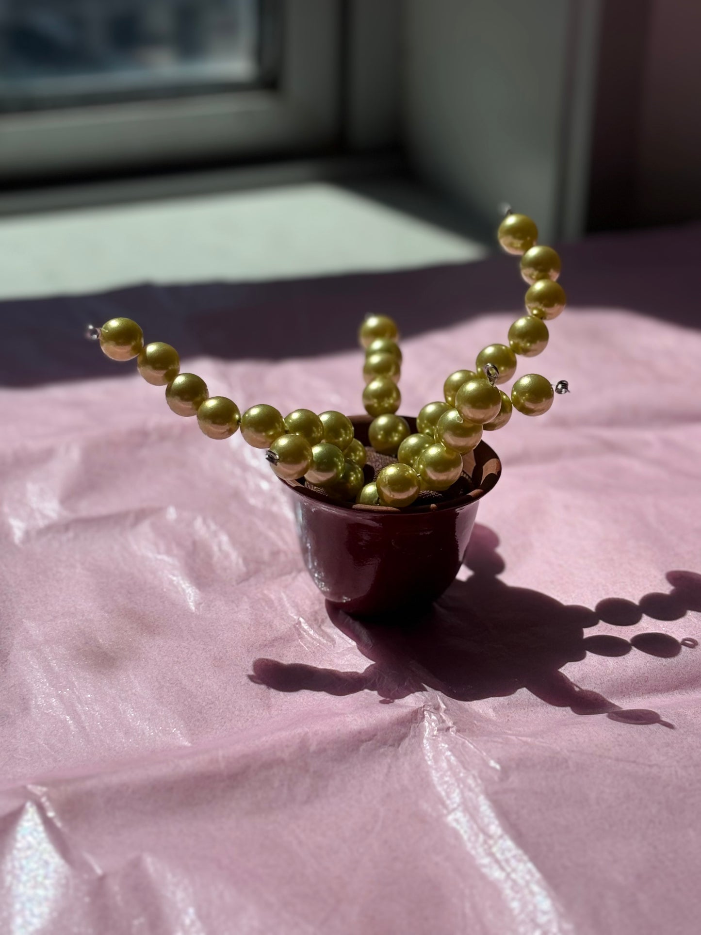 Upcycled Beaded Pot Plant