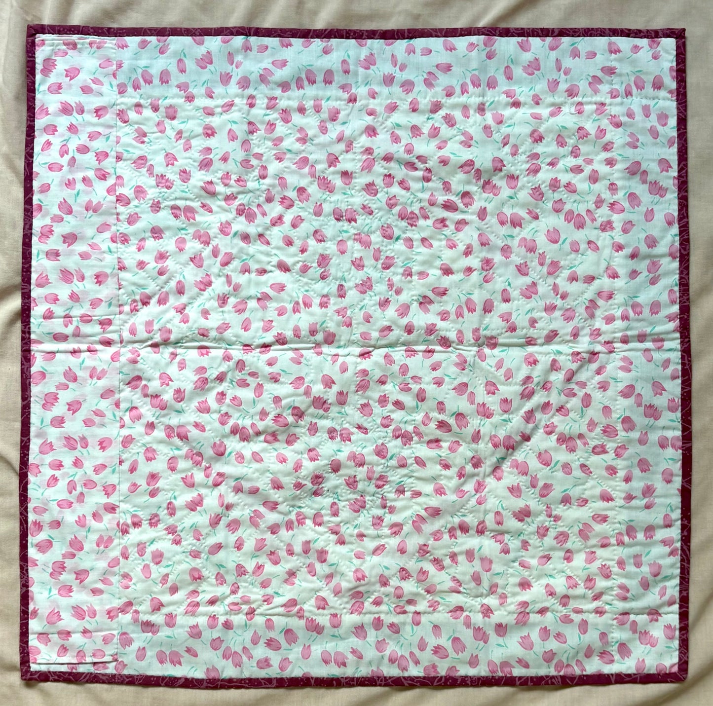 “Pink Flowers” Handmade Quilt Wall Hanging