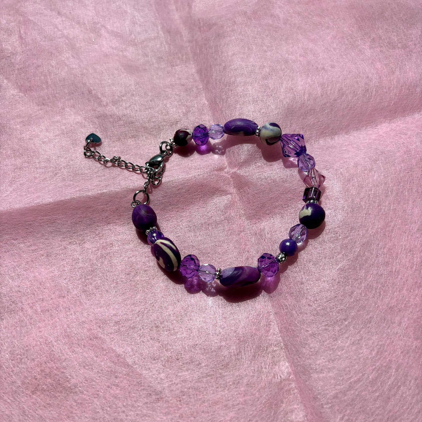Purple Upcycled Beaded Bracelet