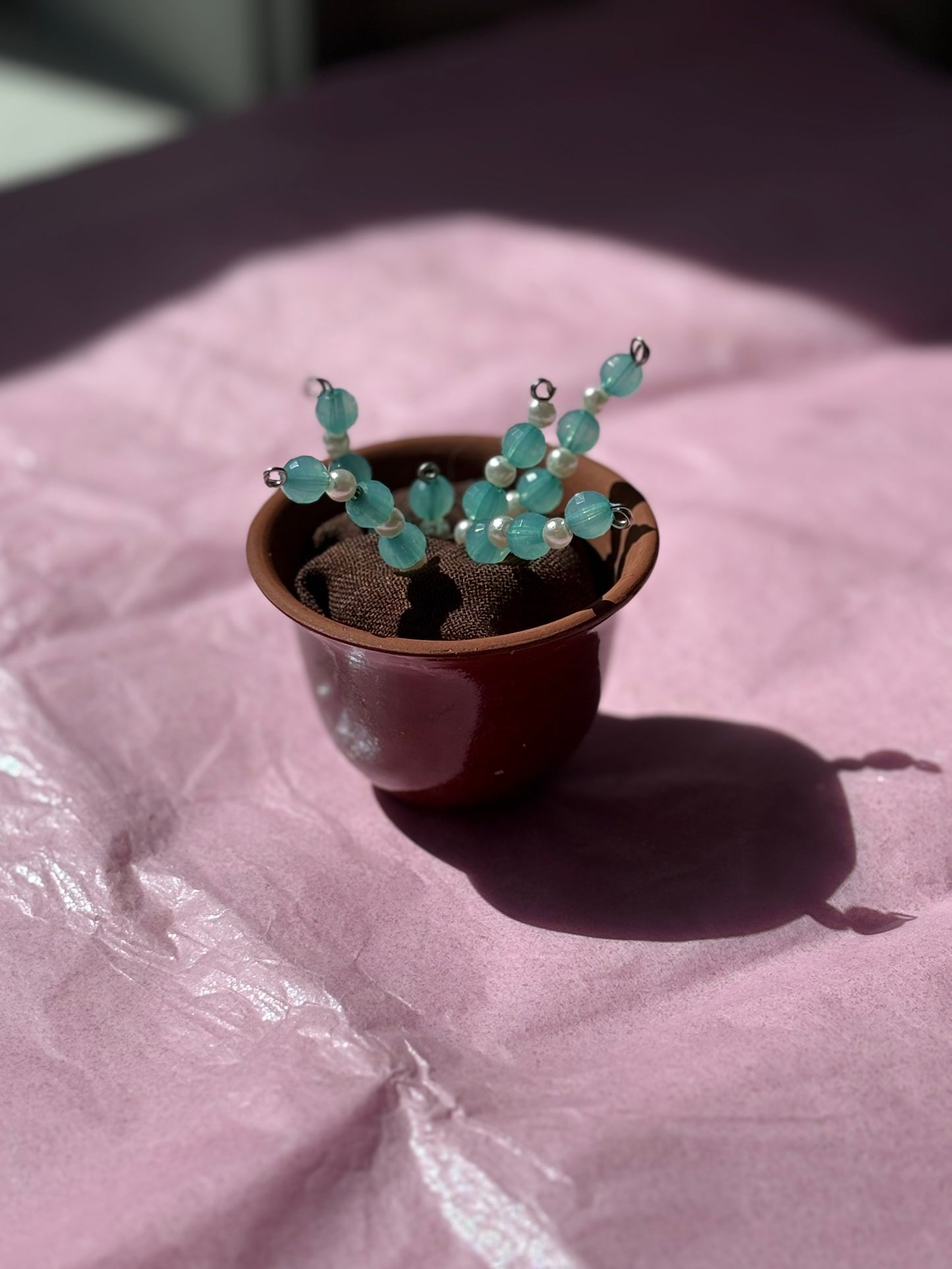 Upcycled Beaded Pot Plant