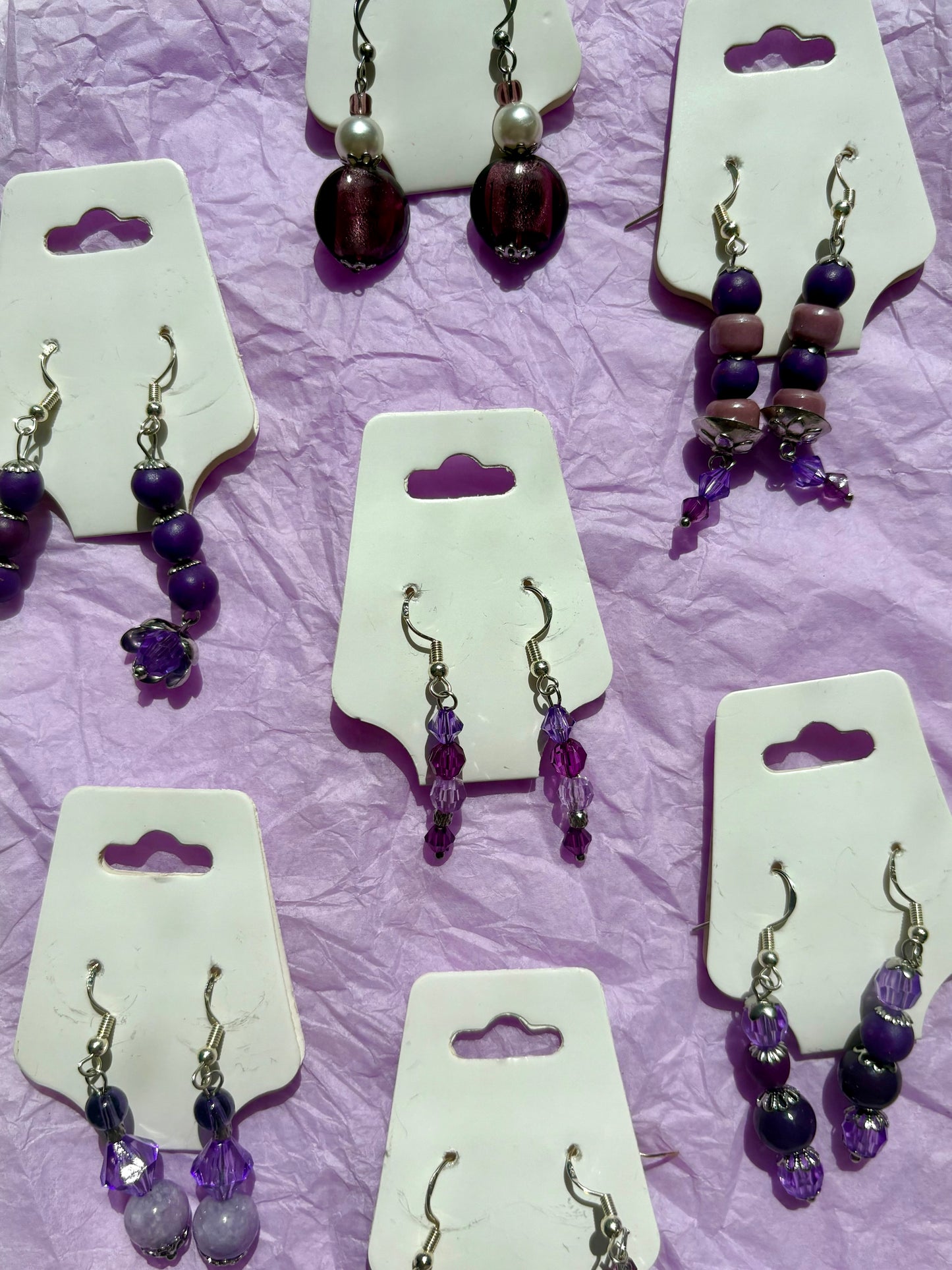 Upcycled Beaded Earrings | Purple
