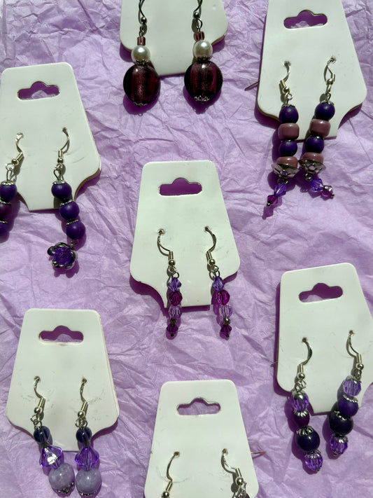 Sterling silver beaded earrings | Purple