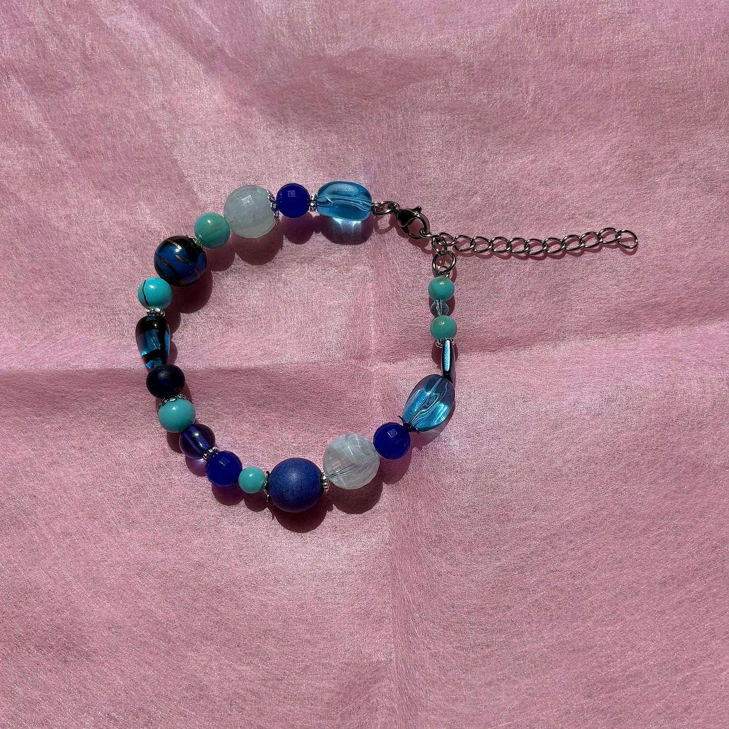 Blue Upcycled Beaded Bracelet