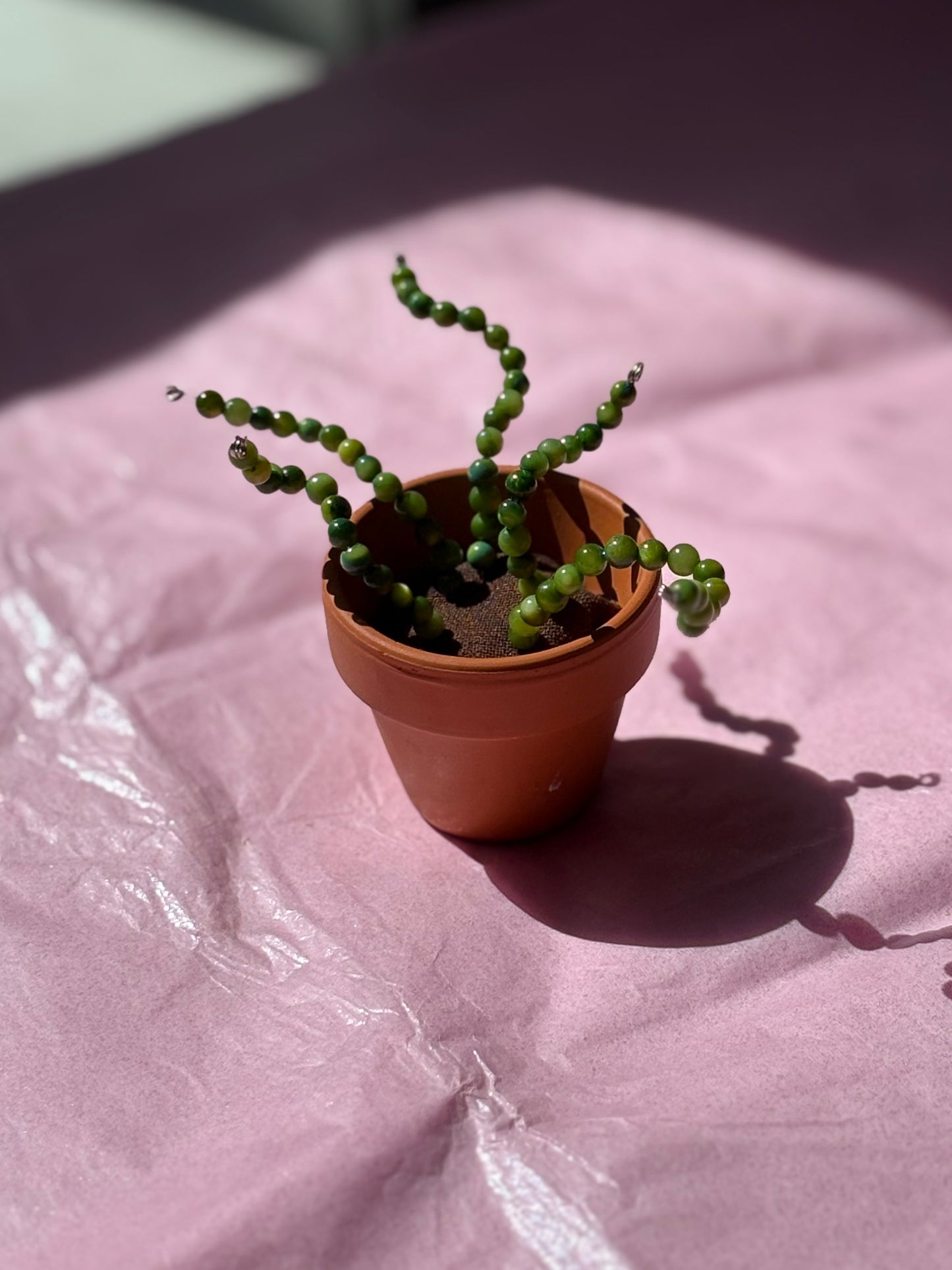 Upcycled Beaded Pot Plant