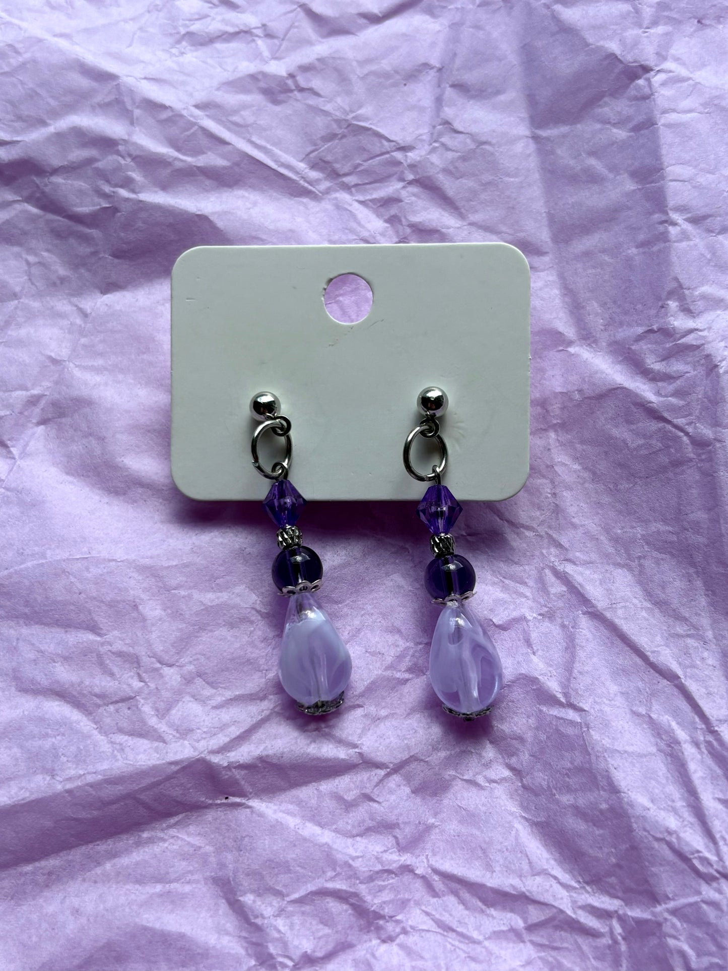 Beaded stud earrings | Purple