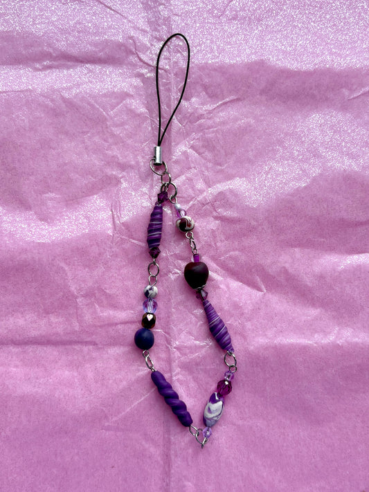 Beaded Phone Charm | Purple