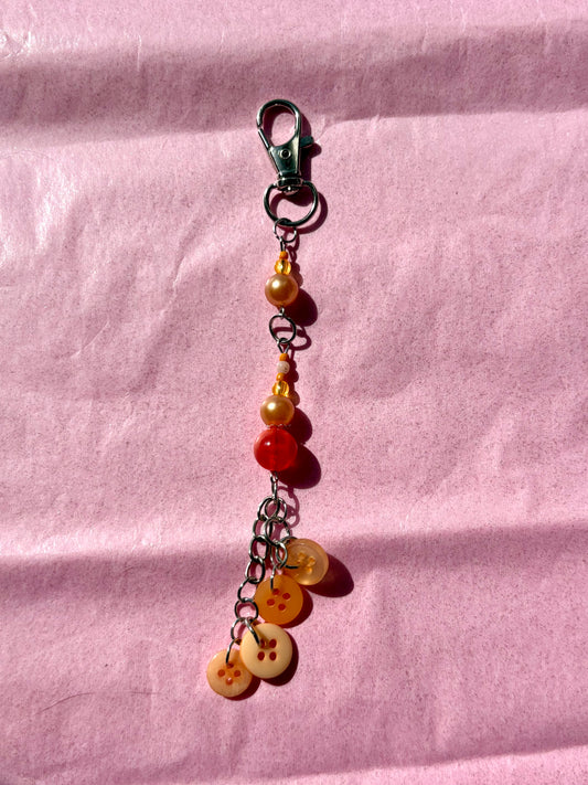 Orange Upcycled Button Keychain