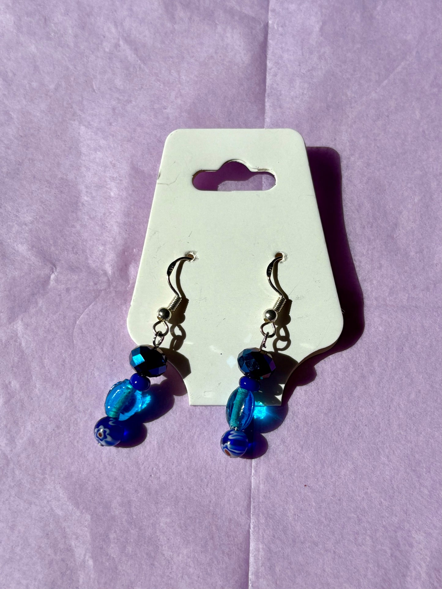 Sterling silver beaded earrings | Blue