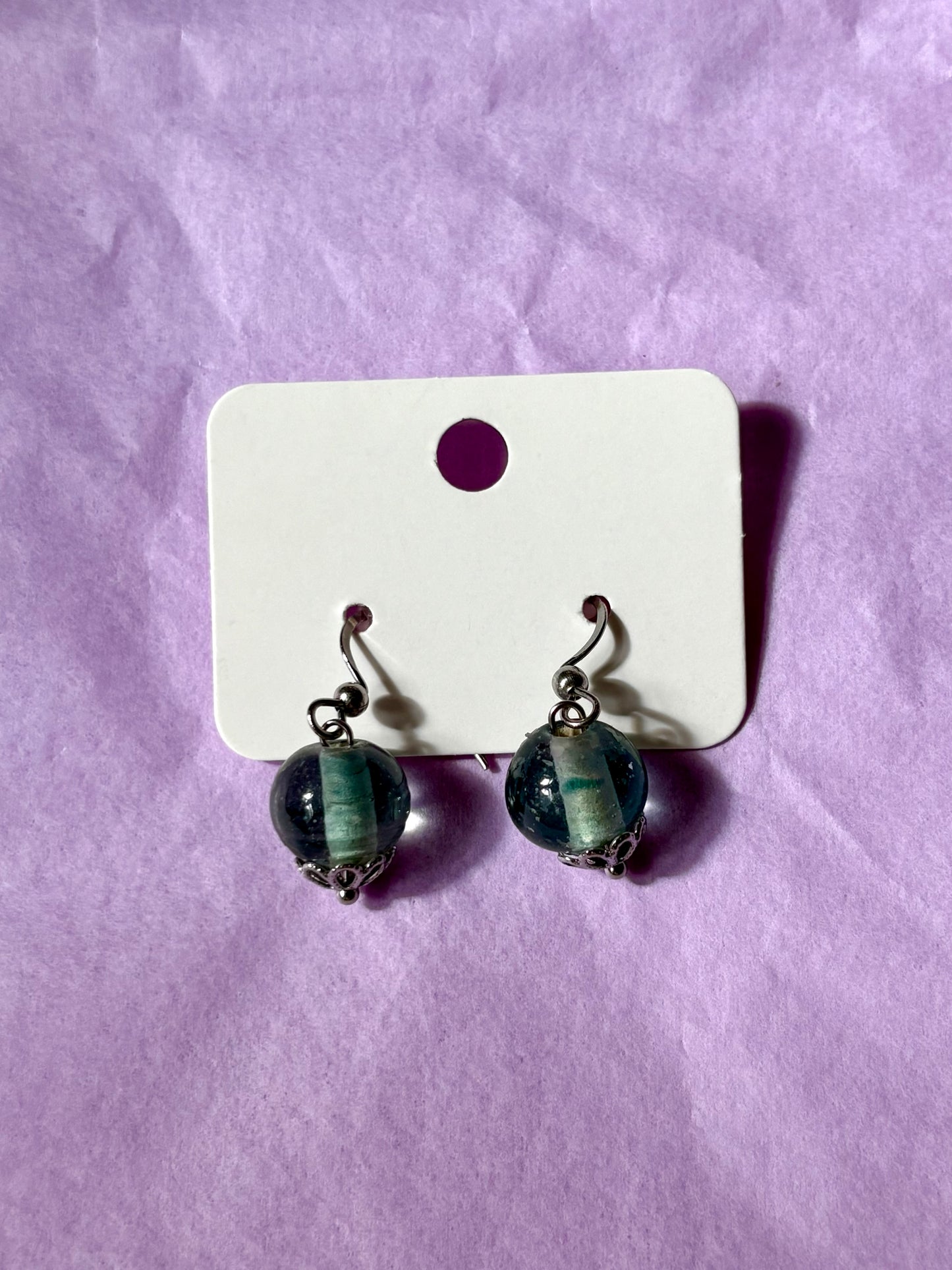 Sterling silver beaded earrings | Blue