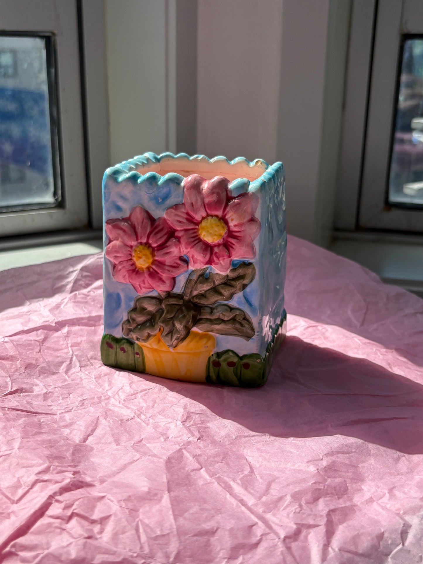 Upcycled Scented Candle | Ceramic Flower Basket