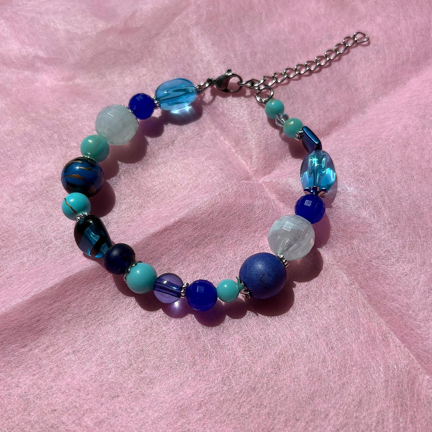 Blue Upcycled Beaded Bracelet
