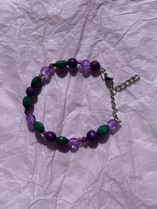 Purple Lavender Upcycled Beaded Bracelet