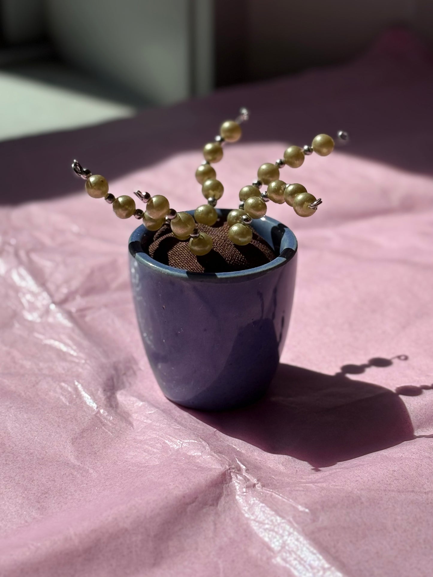 Upcycled Beaded Pot Plant