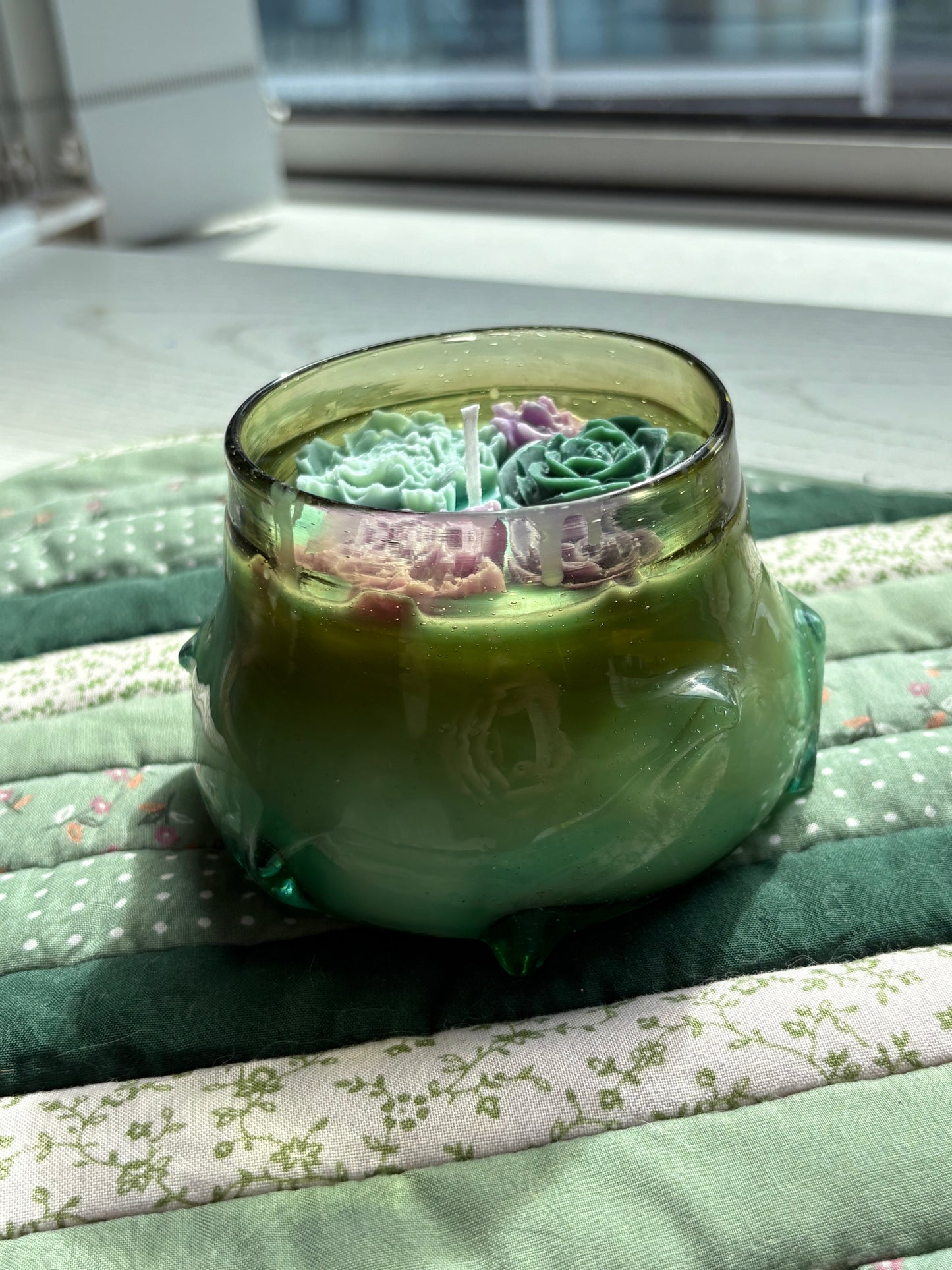 Upcycled Scented Candle | Green Glass