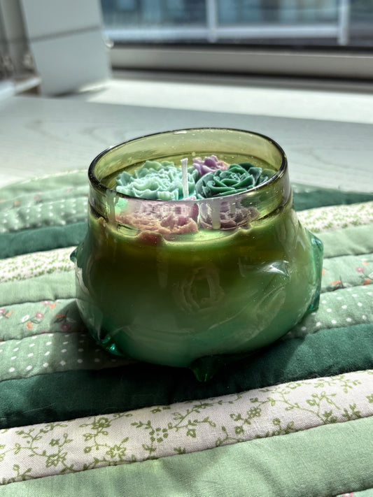 Upcycled Scented Candle | Green Glass
