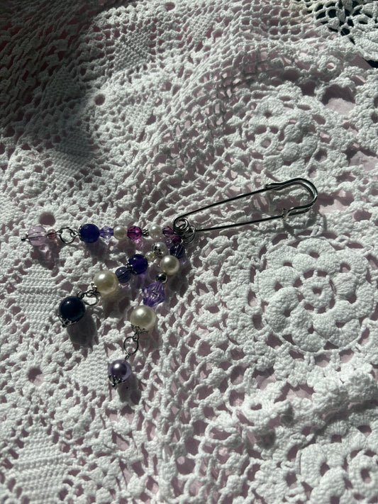 Purple Beaded Safety-Pin Badge