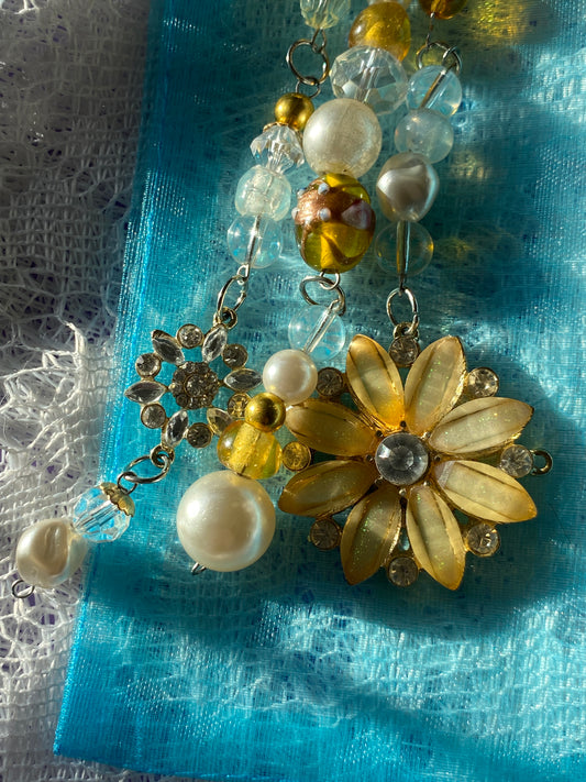 Large beaded keychain | Yellow