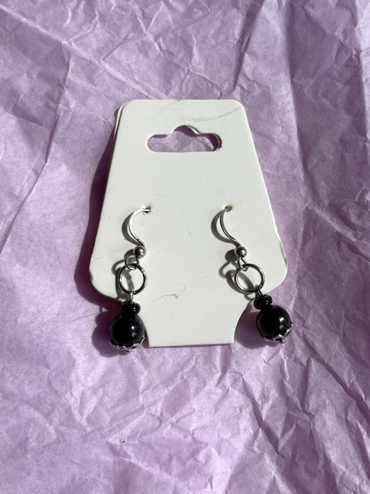 Upcycled Beaded Earrings | Black