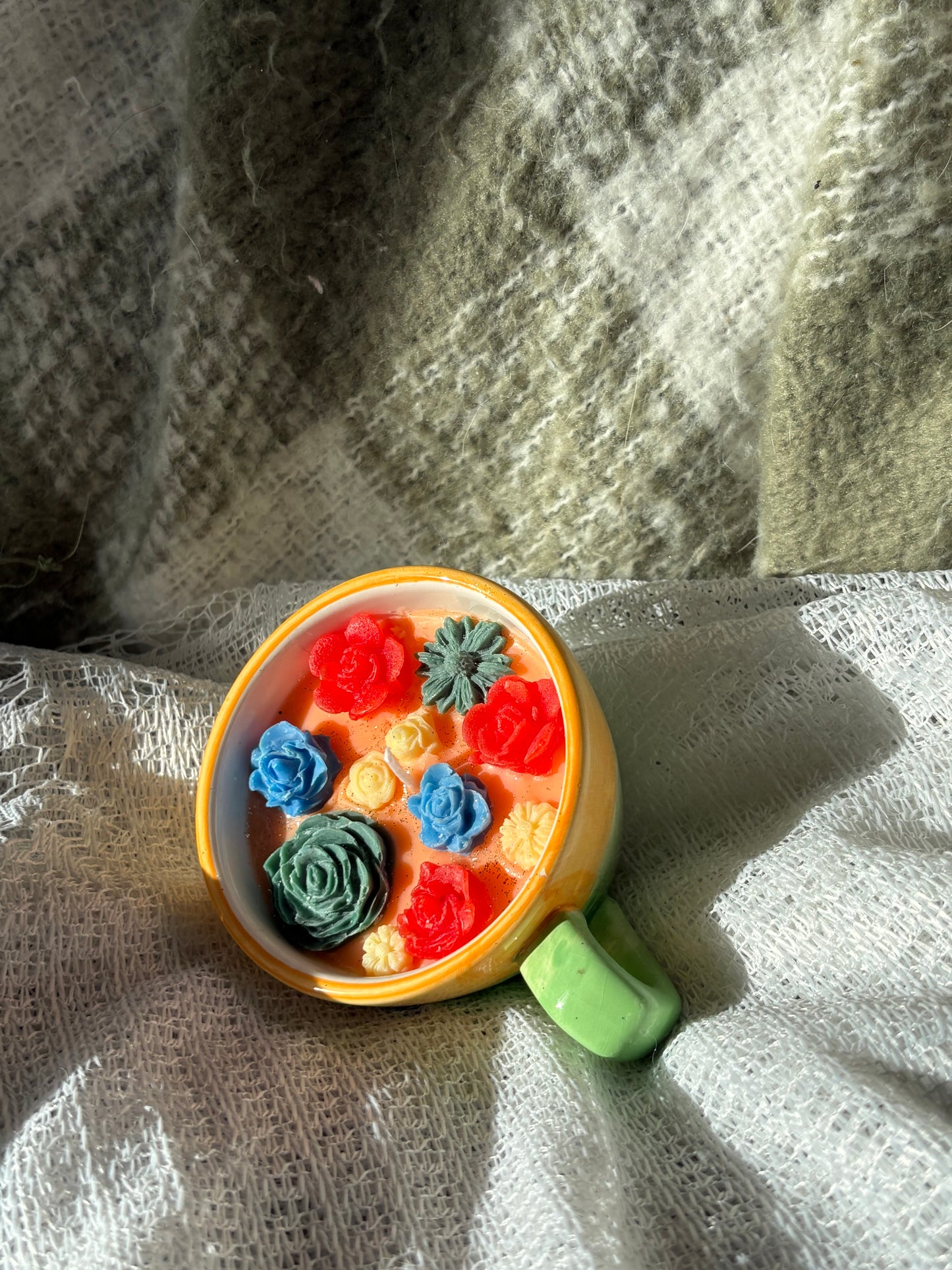 Upcycled teacup candle
