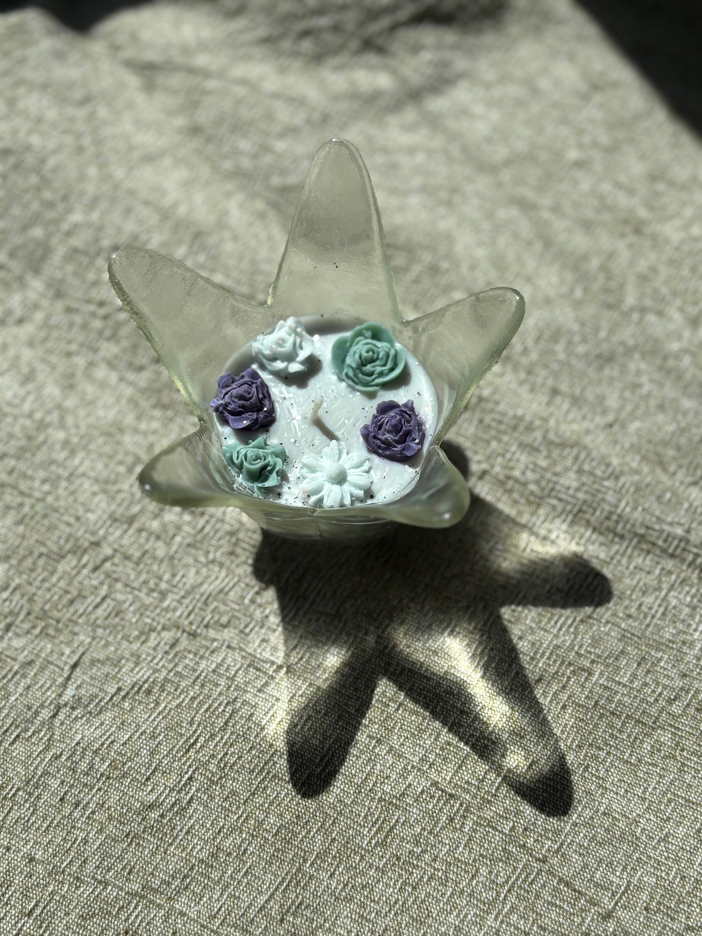 Upcycled Scented Candle | Glass Christmas Flower