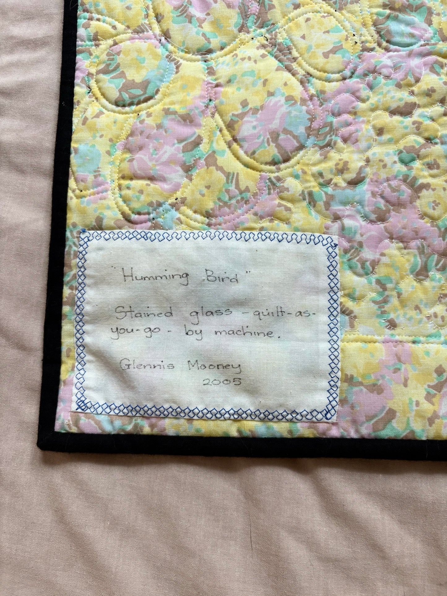 “Stained Glass Hummingbird” Handmade Quilt Wall Hanging