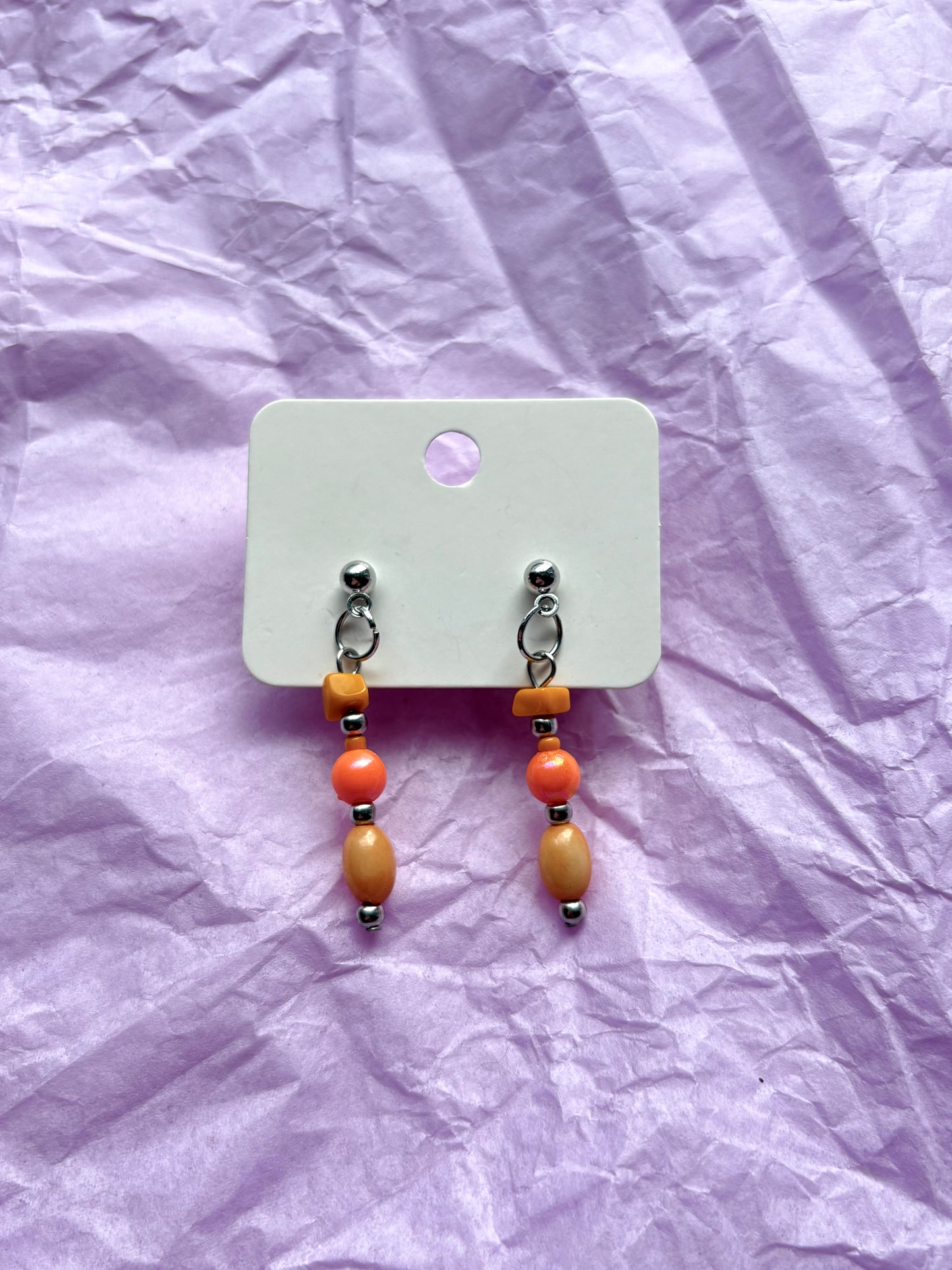 Beaded stud earrings | Orange