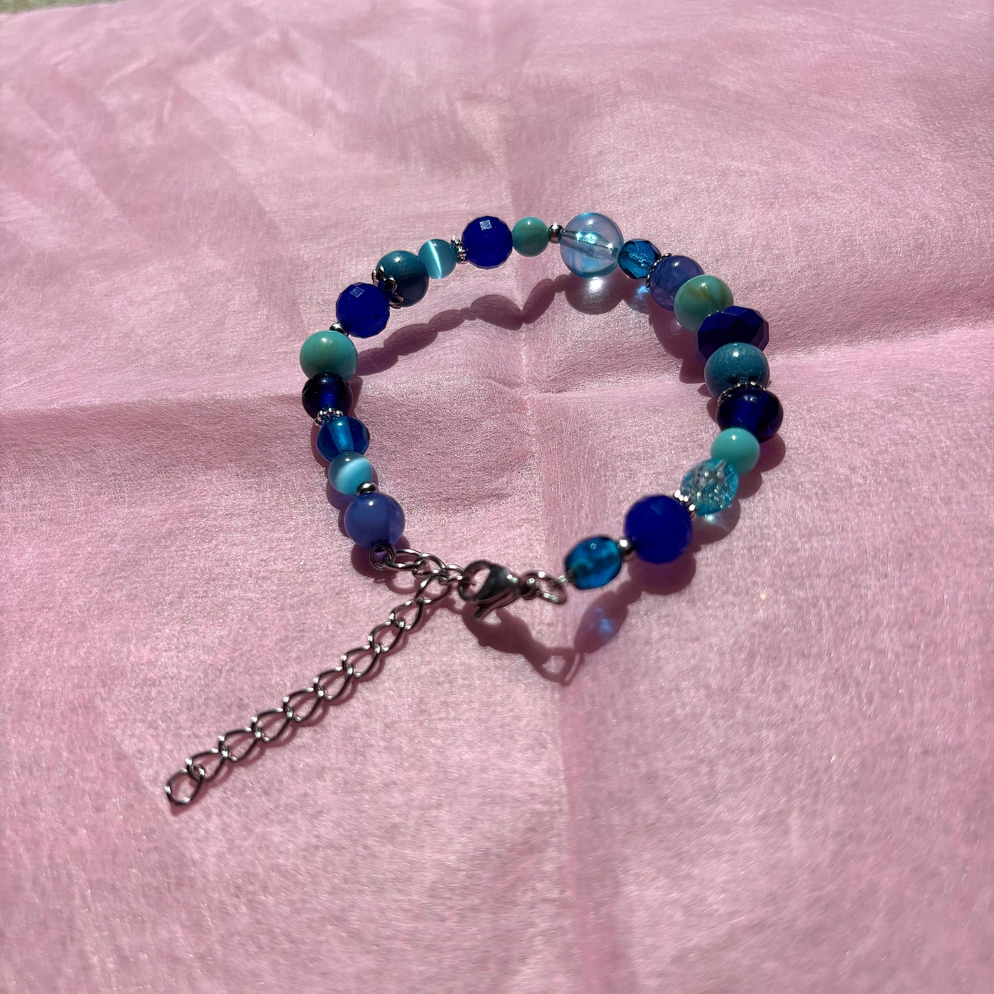 Blue Upcycled Beaded Bracelet