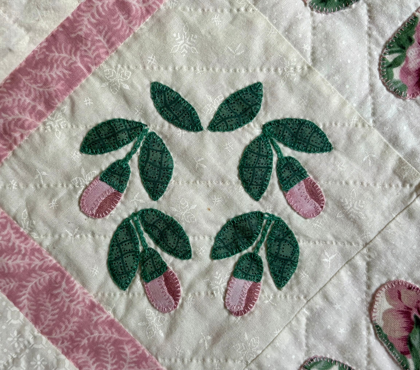 “Pink Flowers” Handmade Quilt Wall Hanging