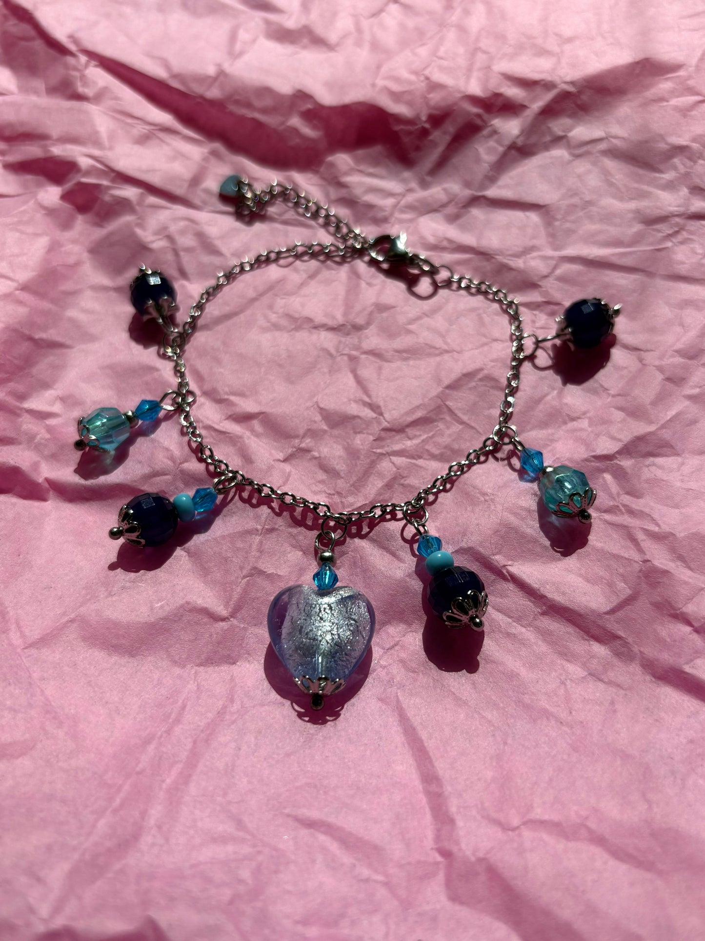 Blue Periwinkle Upcycled Charm Bracelet