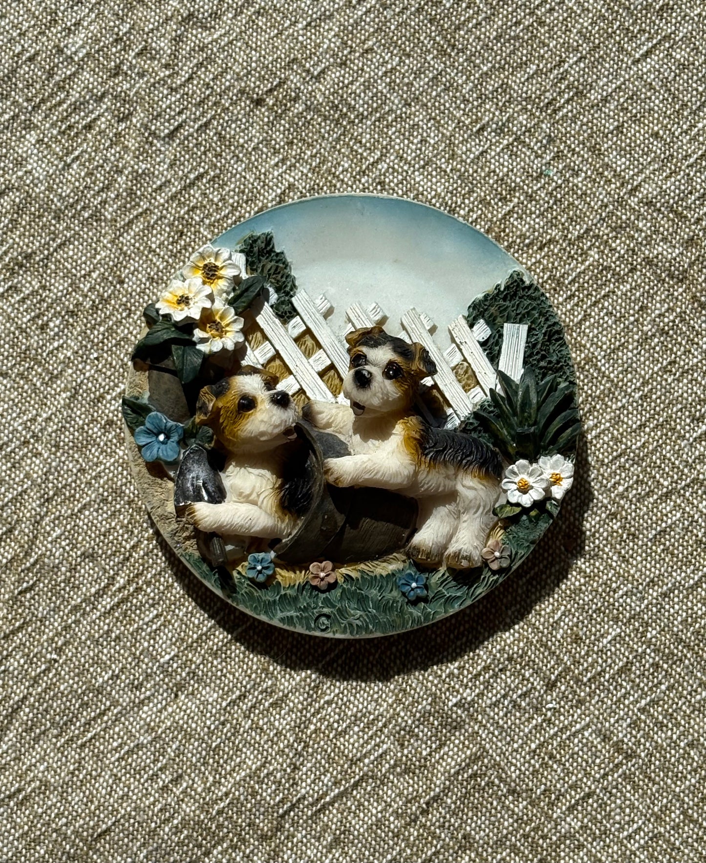 Ceramic Puppy Dog Upcycled Fridge Magnet